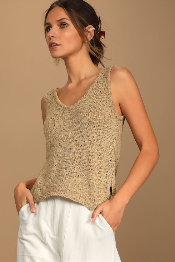 Light Brown Sweater Tank Knit Tank Top Women's Top Lulus