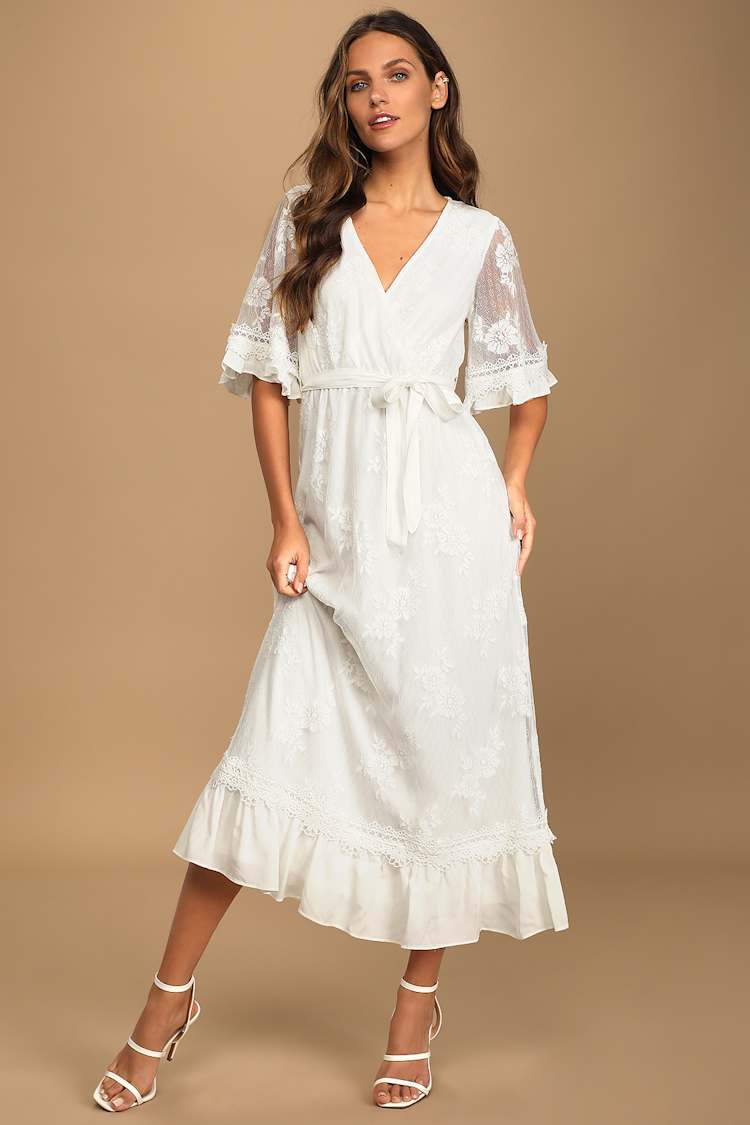 Memorable Moments White Lace Midi Dress