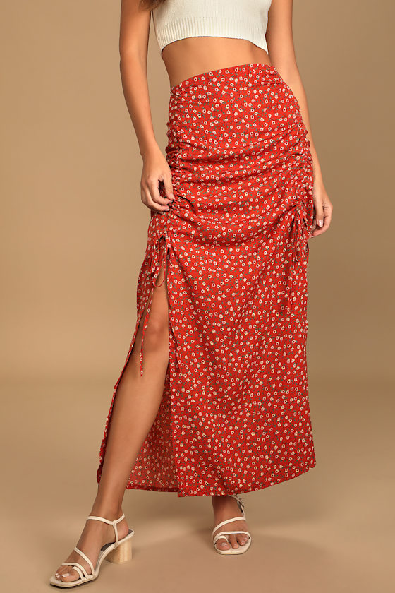 rust red skirt maxi