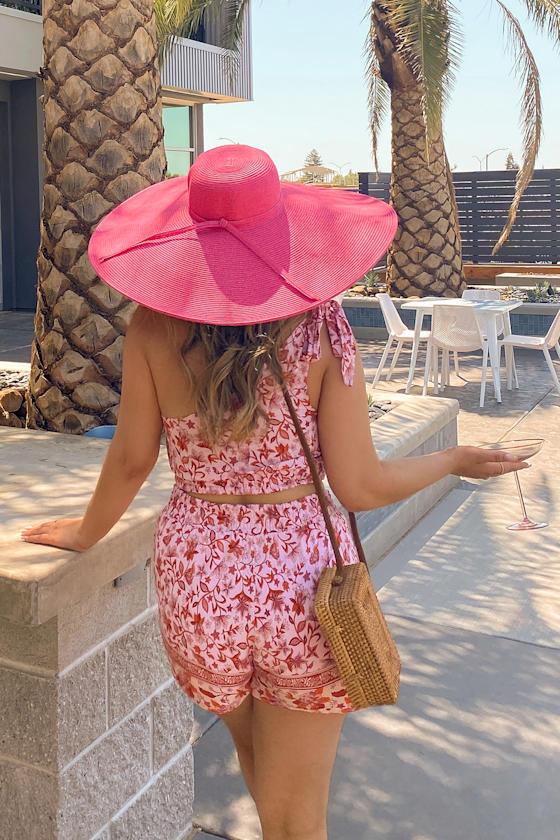 Vacay Away Hot Pink Oversized Sun Hat 5