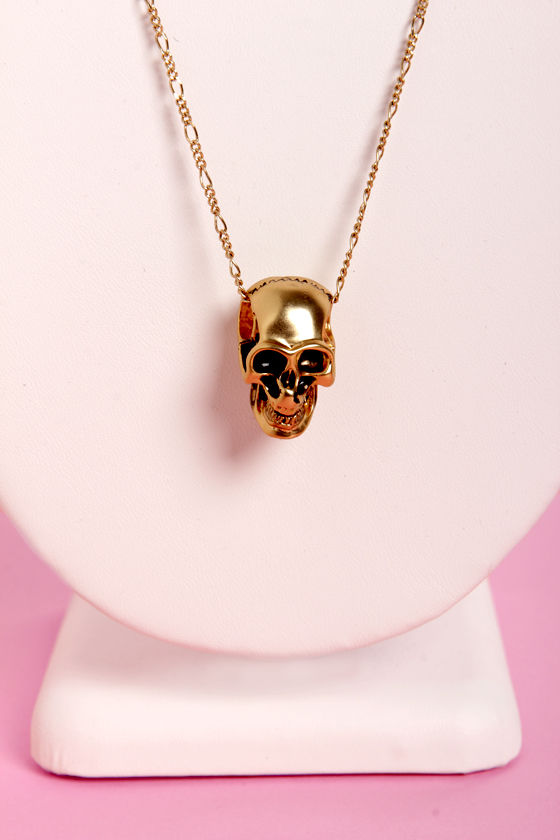 Skull-ar System Gold Skull Necklace