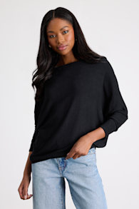 Verla Black Dolman Sleeve Sweater Top 1