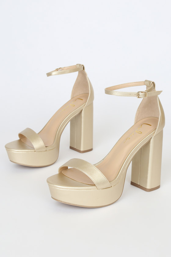 Arrabella Gold Platform Ankle Strap Heels 2