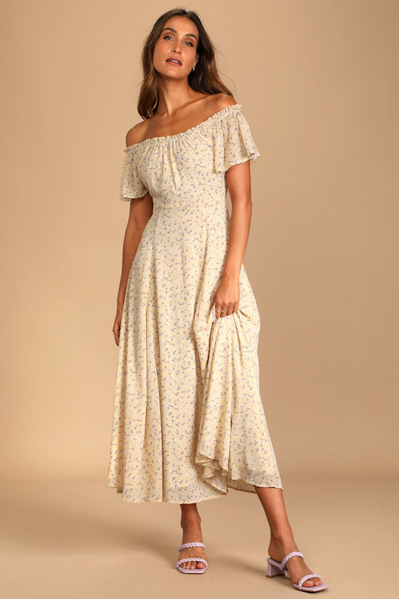 off the shoulder flowy maxi dress