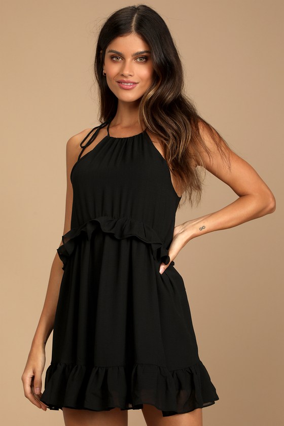 black tiered dress mini