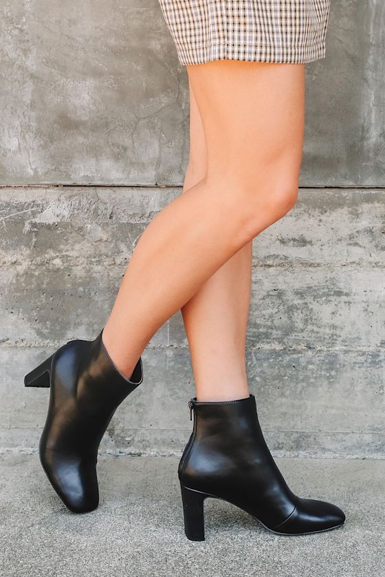 black booties faux leather