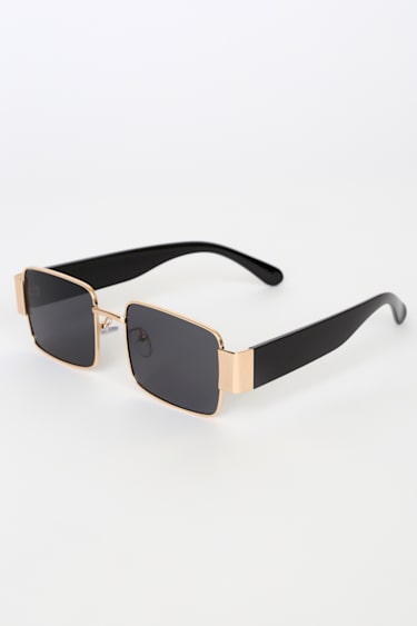 Black and Gold Sunglasses - Rectangle Sunglasses - Sunnies  display picture 3