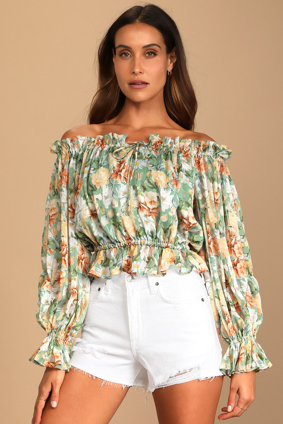 Sage Floral Print Top - Long Sleeve Top - OTS Top - Women's' Tops - Lulus