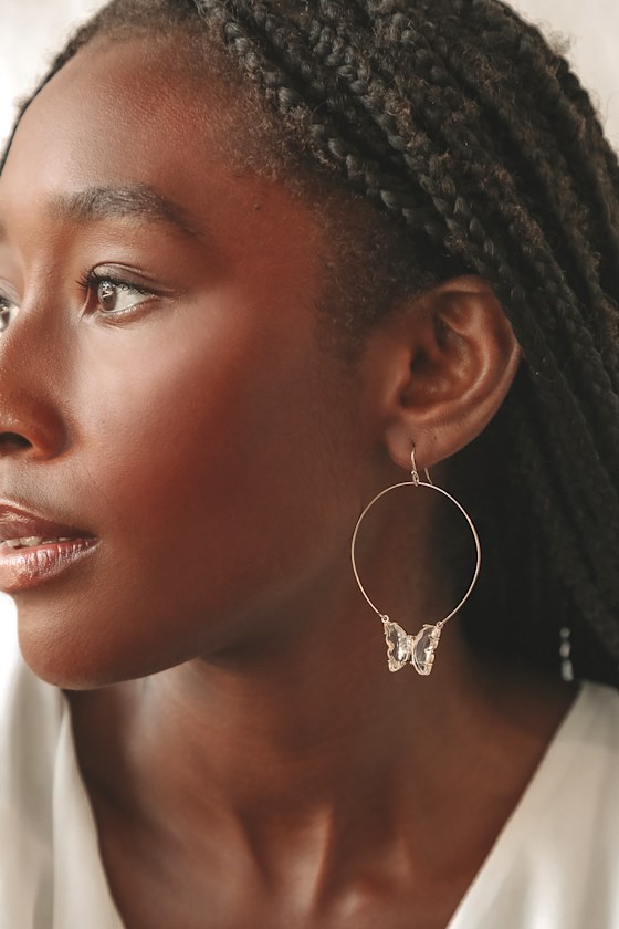 Fluttering Love Gold Butterfly Hoop Earrings 1