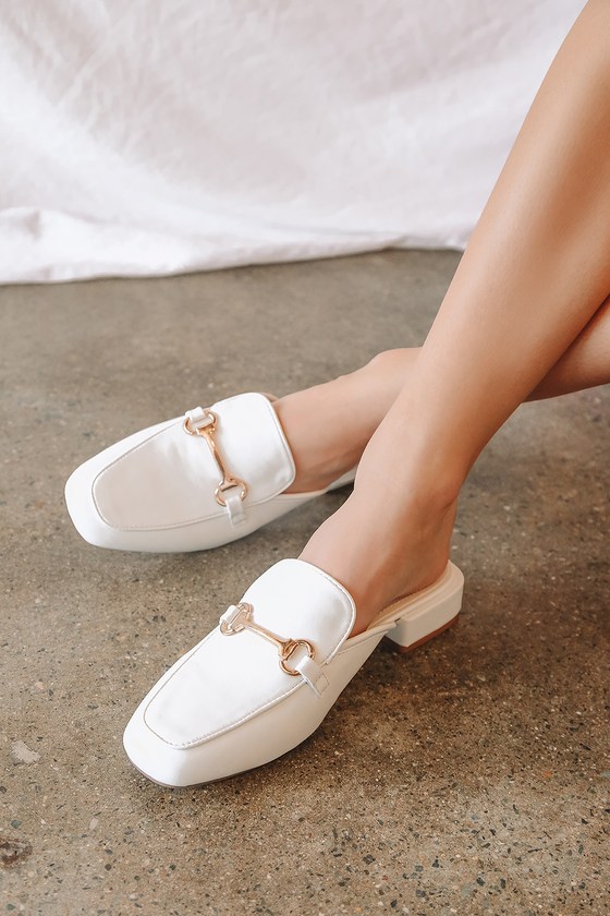 Pudsigt gentage disharmoni White Loafers - Loafer Mules - Loafer Slides - Slide-On Loafers - Lulus