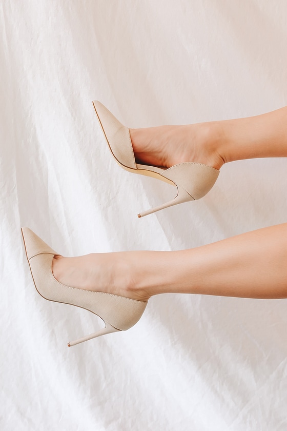 Beige Shilo Light Natural Suede Pointed-Toe Pumps | Womens | 5 (Available in 9, 8.5, 8, 7, 5.5) | Lulus Exclusive | High Heels | Clogs & Mule Pumps