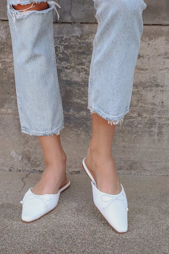 Carleigh White Ballet Mule Slides 1