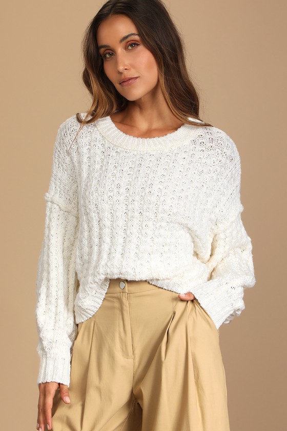 Ivory Sweater - Cable Knit Sweater - Pullover Sweater - Sweater - Lulus