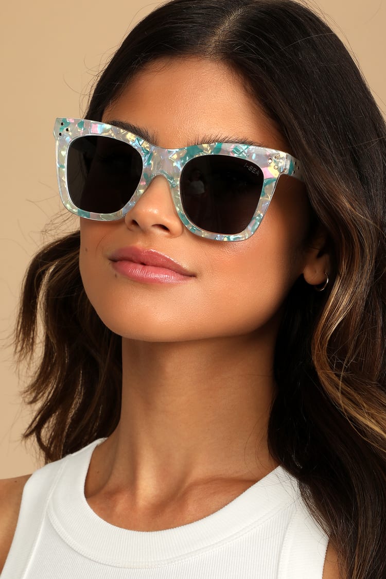 I-SEA Dylan Pearl - Marbled Sunglasses - Acetate Sunglasses - Lulus