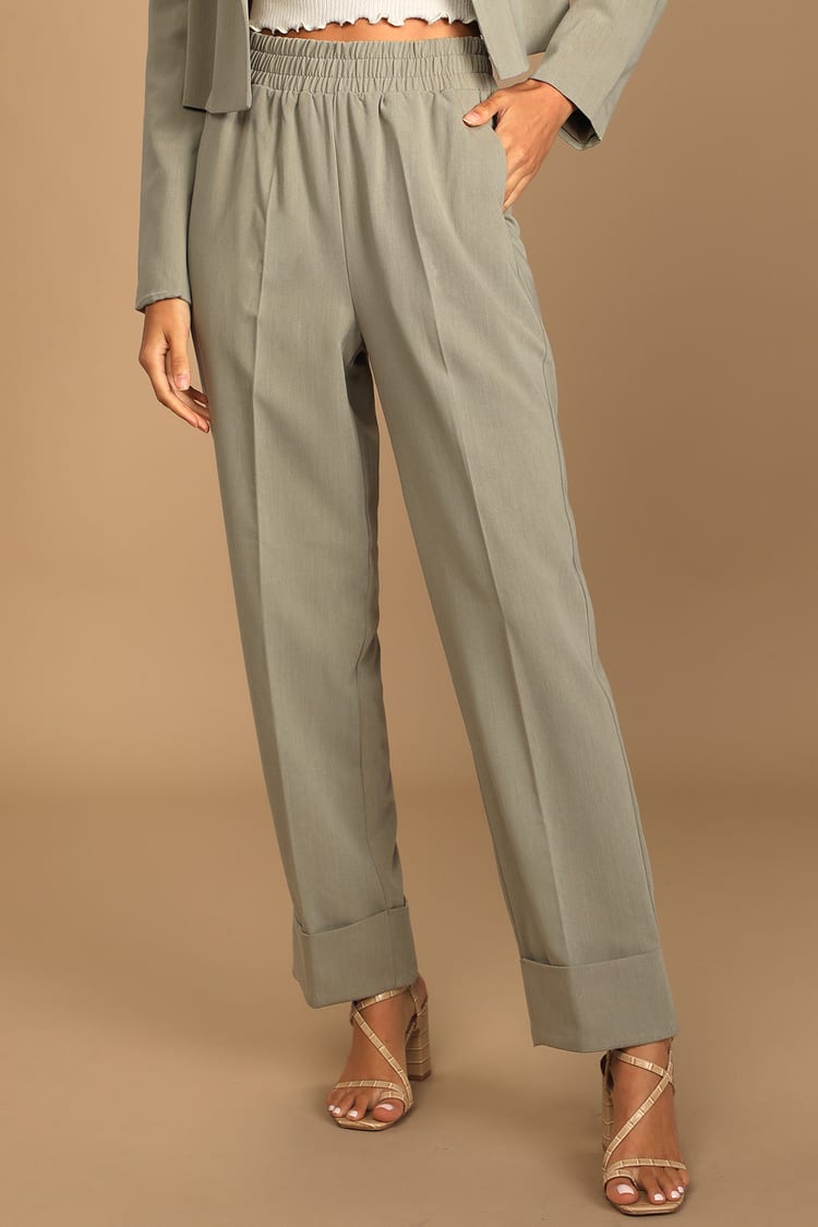 4TH & RECKLESS Raine Trousers - Sage Trouser Pants -Cuffed Pants