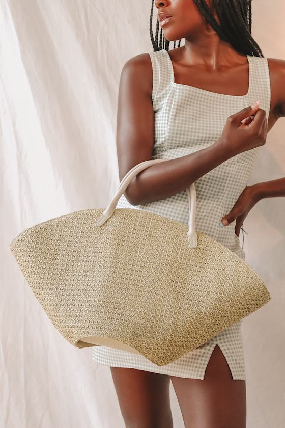 Bring the Chic Beige Woven Oversized Tote Bag 1