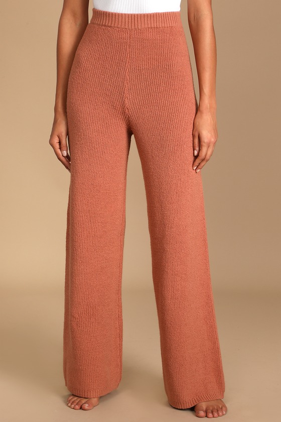 Rose Pants - Wide-Leg Pants - Sweater Pants - Knit Lounge Pants - Lulus