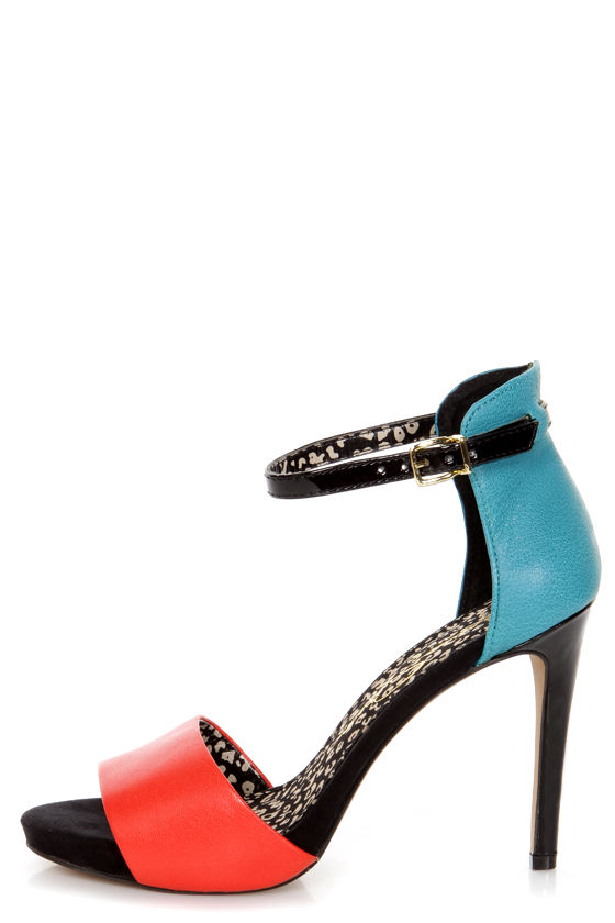 Jessica Simpson Sawana Tomato Red & Ocean Blue High Heels - $89.00 - Lulus