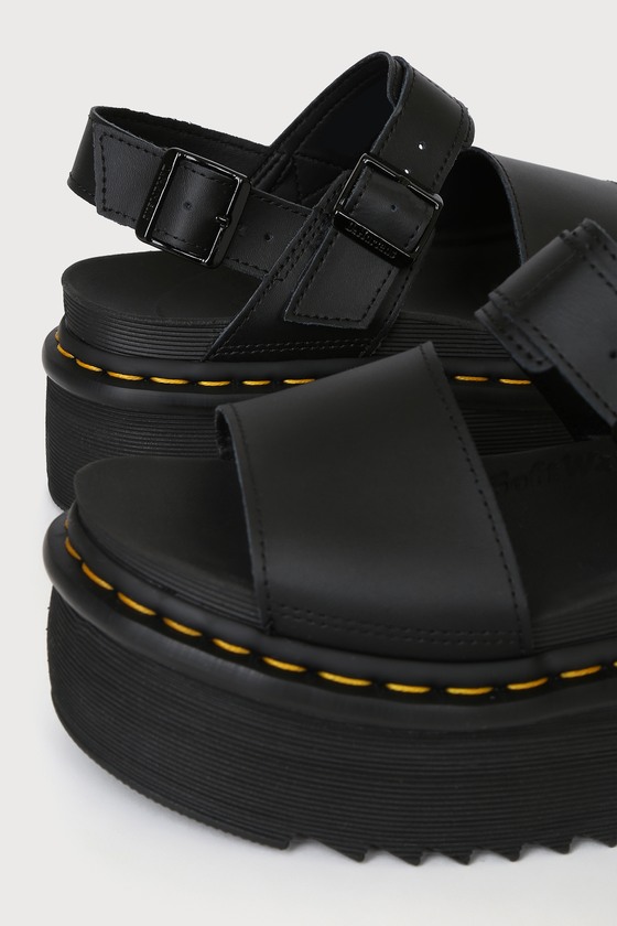 Dr. Martens Voss Quad - Black Sandals - Flatform Leather