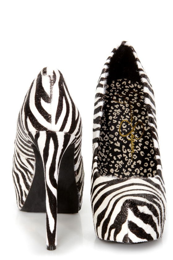Jessica Simpson Jasmint4 Black & White Wild Zebra Platform Pumps - $109.00