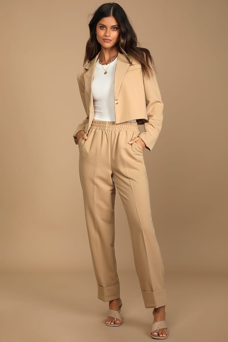 Beige Dress Pants - Beige High Waisted Pants - Trousers - Lulus