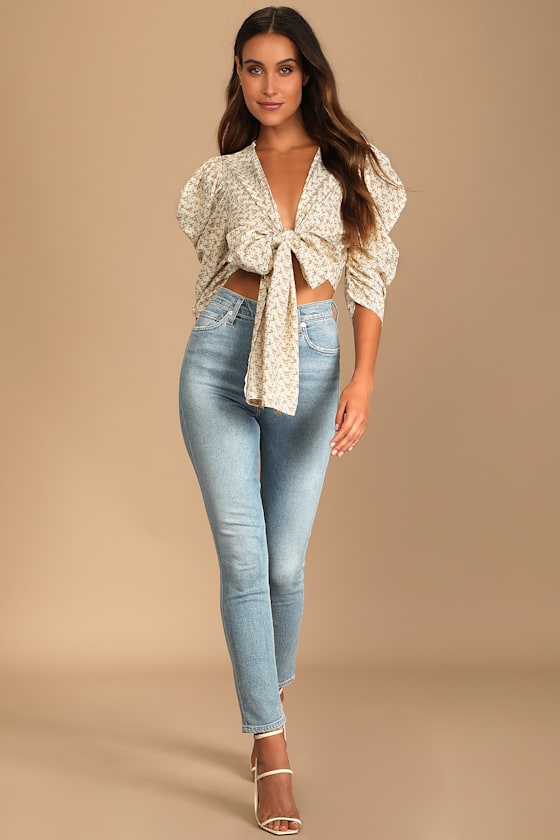 Front Tie up floral crop top