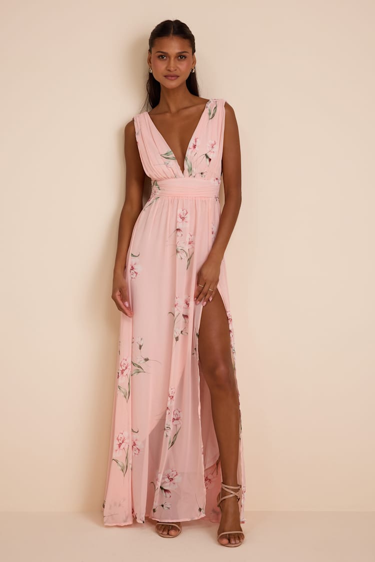 pink dresses for women amazon LAHNGC Spring Dresses Womens Casual Summer Casual Vacation V-Neck Round  Neck Lower Back Long Dresses (Pink,XX-Large) at Amazon Women's Clothing  store