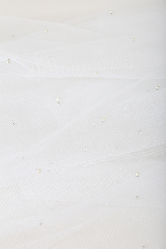 White Veil - Pearl Veil - Wedding Veil - Bridal Veil - Tulle Veil - Image 5