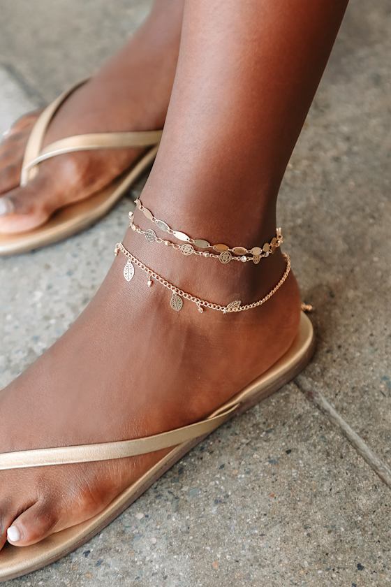 Gold Anklet Set Leaf Anklet Set Anklet Bracelets Anklet Set Lulus