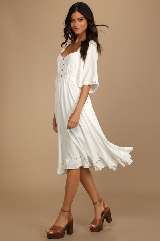 My Darling Love White Three-Quarter Sleeve Handkerchief Dress 3
