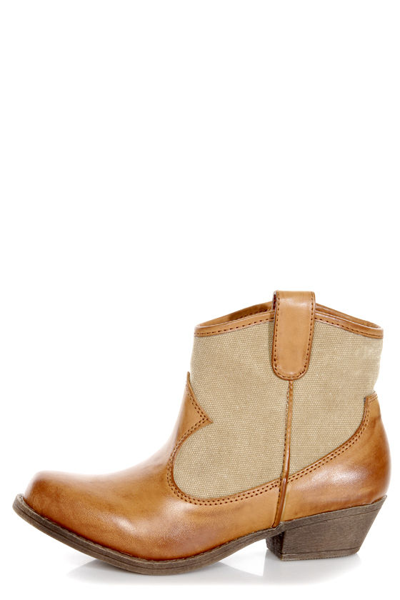 Dirty Laundry Bellestarr Natural Tan TwoTone Cowboy Ankle Boots 73.