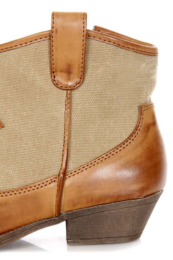 Dirty Laundry Bellestarr Natural Tan Two-Tone Cowboy Ankle Boots - $73.00