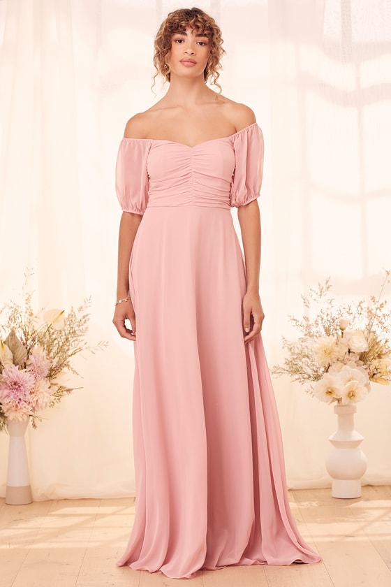 Rose Maxi Dress - Off-the-Shoulder Dress - Puff Sleeve Dress - Lulus