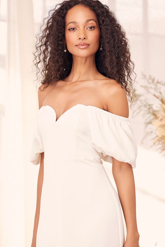 Starry-Eyed Sweetheart White Puff Sleeeve Maxi Dress 3
