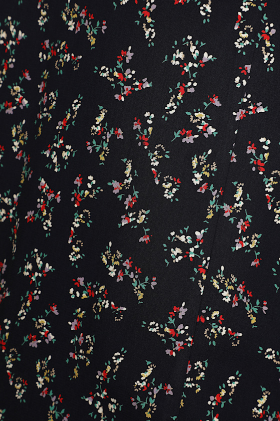 Bliss Me Navy Blue Floral Print Midi Skirt - thumbnail 5