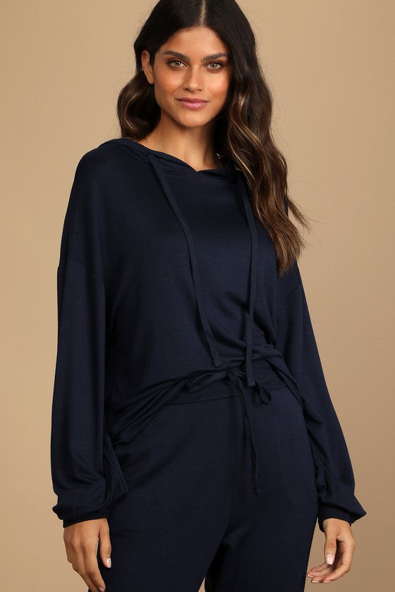 Cute Navy Blue Hoodie - Oversized Hoodie - Lounge Hoodie - Lulus