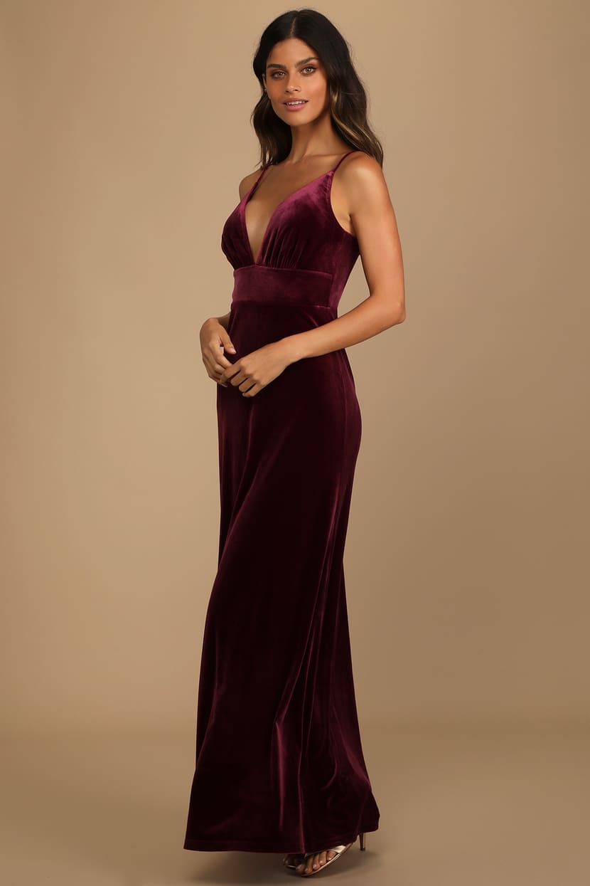 Burgundy Velvet Sleeveless Maxi Dress | Womens | X-Large (Available in XS, S, M, L) | 100% Polyester | Lulus | Red Dresses | Gowns | Stretchy