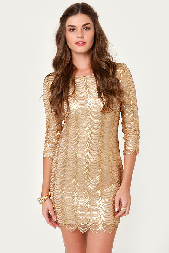gold glitter cocktail dress