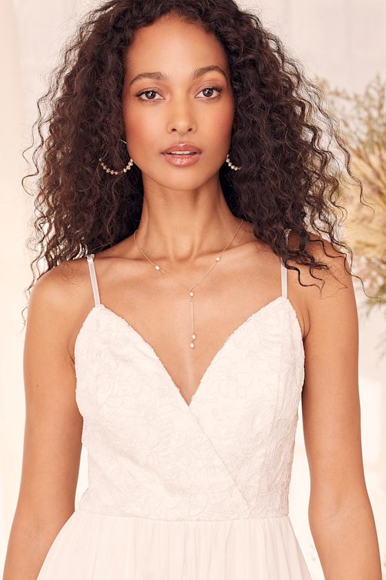 Dramatic Reveal White Lace Maxi Bodysuit Dress 3