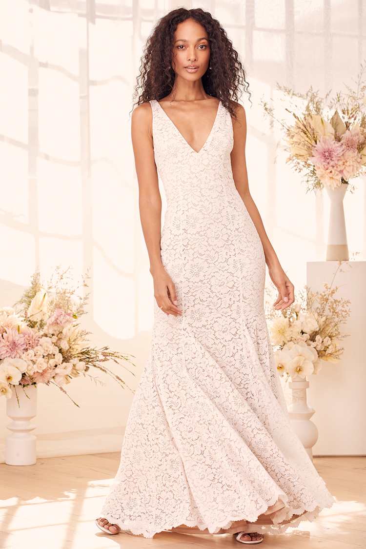 Sincerely, Your Love White Lace Mermaid Maxi Dress