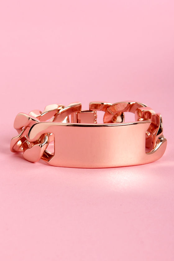 Pretty Rose Gold Bracelet ID Bracelet Chain Bracelet Link