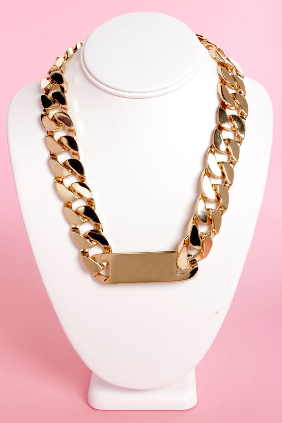 Pretty Gold Necklace ID Necklace Chain Necklace Link Necklace 41.00 Lulus