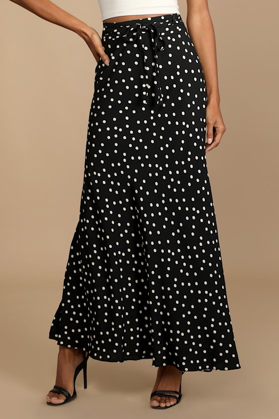 That's a Wrap Black Polka Dot Maxi Skirt 4