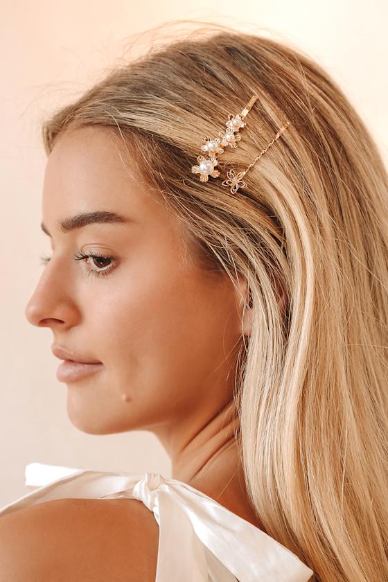 Luxe Story Gold and Pearl Hair Pin Set 1
