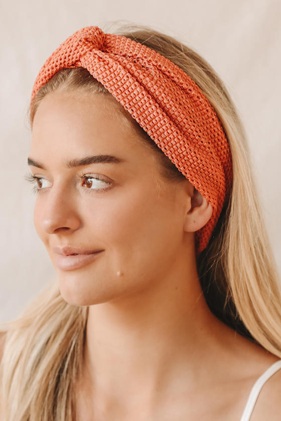 Rust Mesh Headband Knotted Headband Metallic Gold Headband Lulus