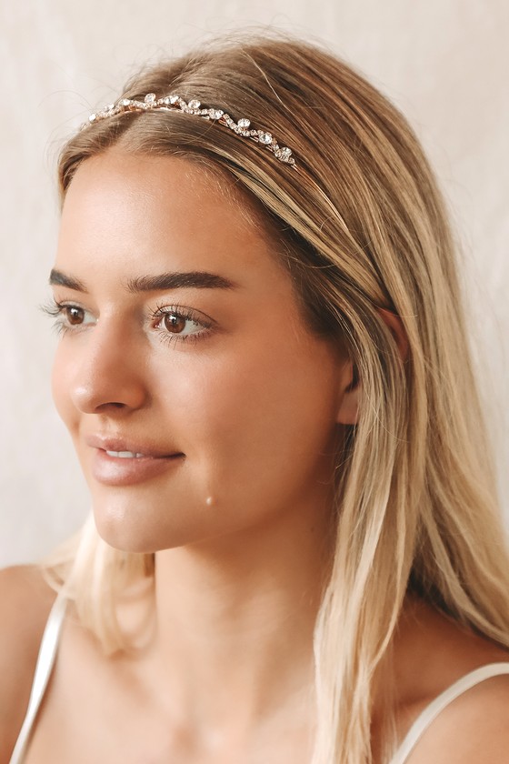 Gold Metal Headband - Bridal Headband - Rhinestone Headband - Lulus