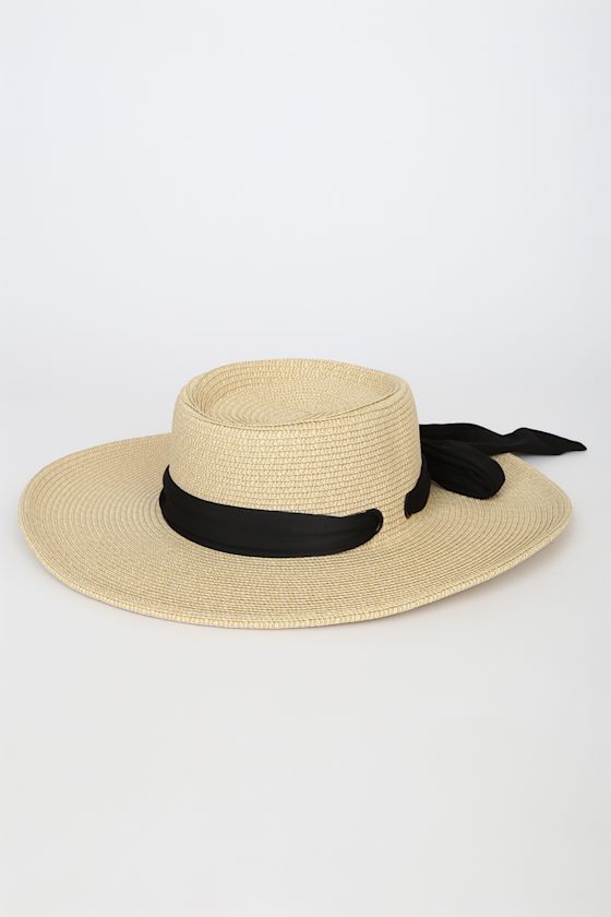 Far Away Destination Beige Straw Boater Hat 2
