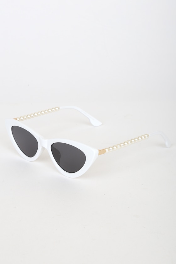 Pep Talk White Mini Cat-Eye Pearl Sunglasses 2