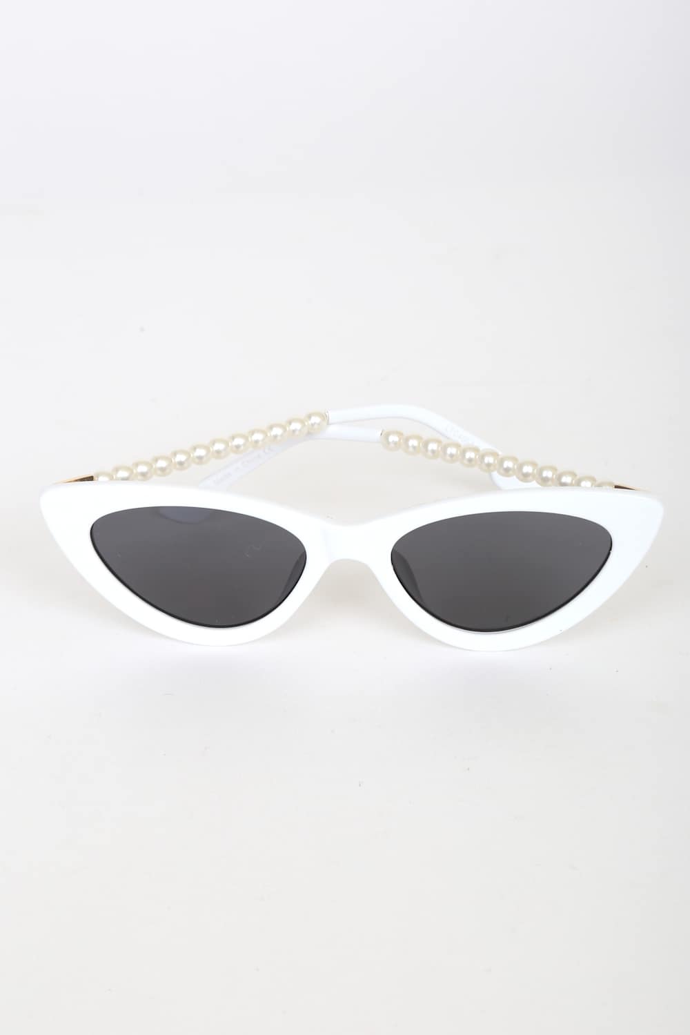 Pep Talk White Mini Cat-Eye Pearl Sunglasses