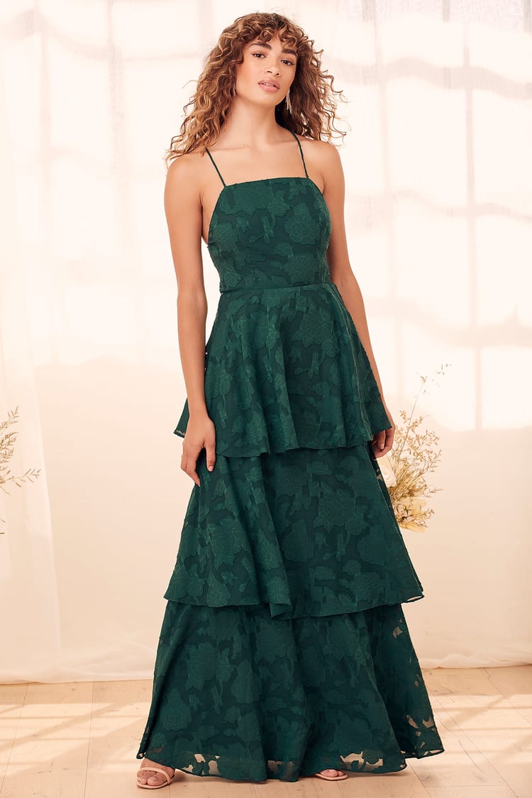 Emerald Green Dress - Tiered Maxi Dress - Lace-Up Maxi Dress - Lulus